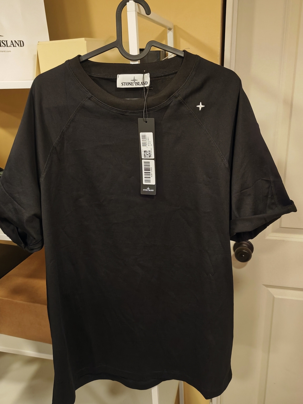 Stone Island Black Short-Sleeve Crewneck Tee with Subtle Logo